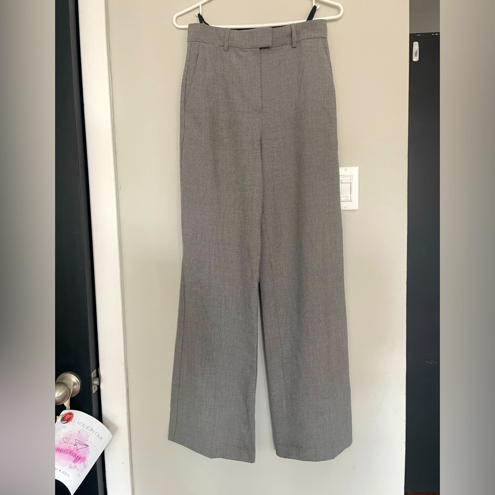 Babaton High Waisted Wide Leg Houndstooth Trouser